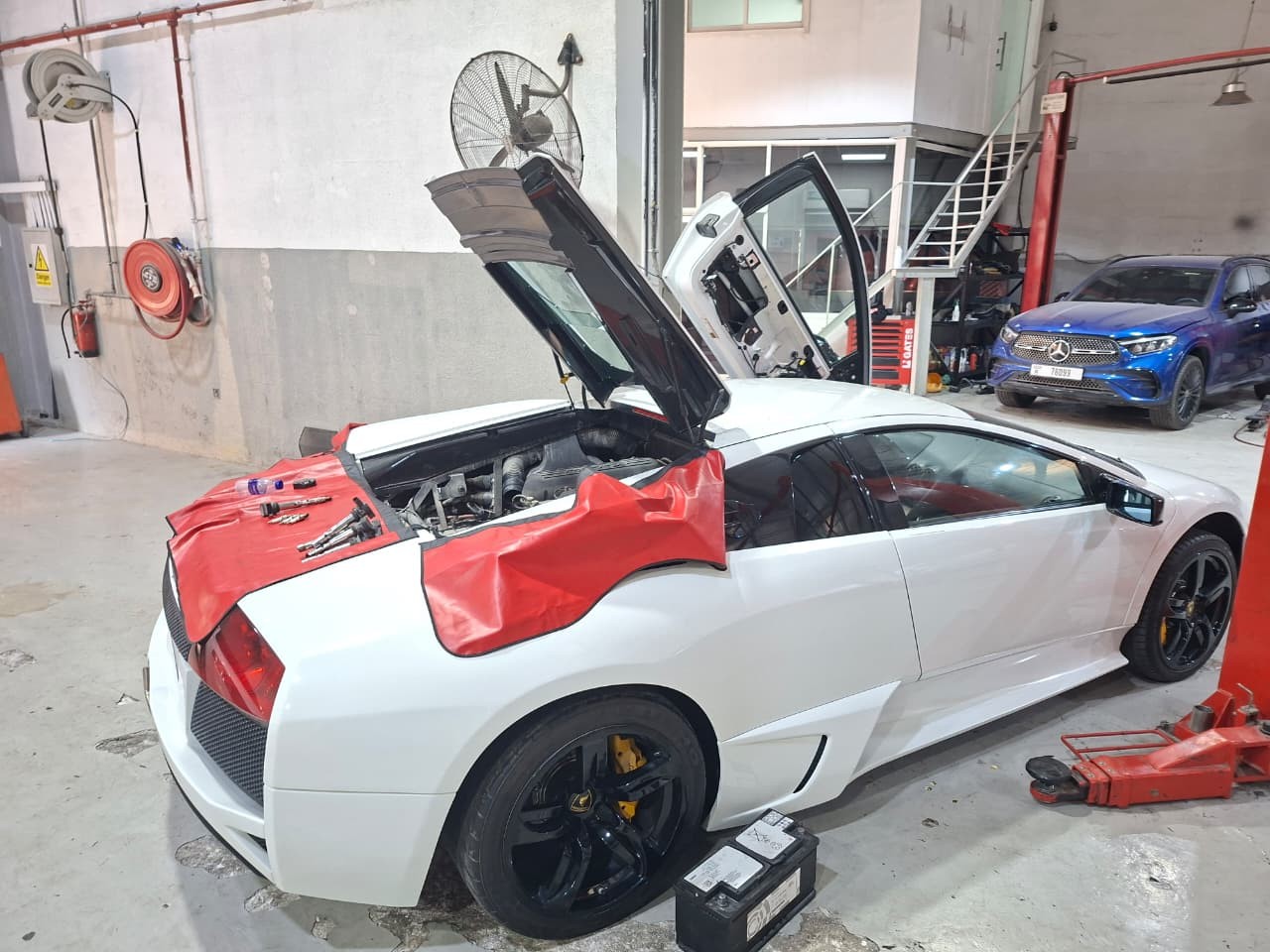 Lamborghini engine workshop view