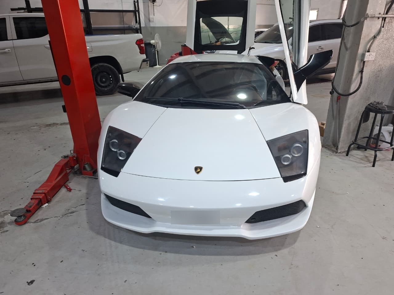Lamborghini front view inside the Dubai workshop